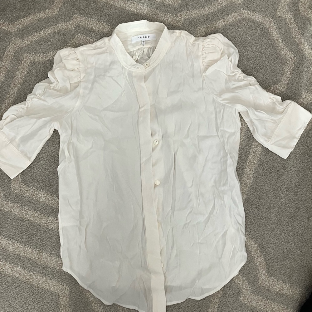 Puff sleeve Frame silk shirt in ivory